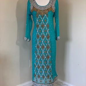 Heavy Pakistani/ Indian formal wear.